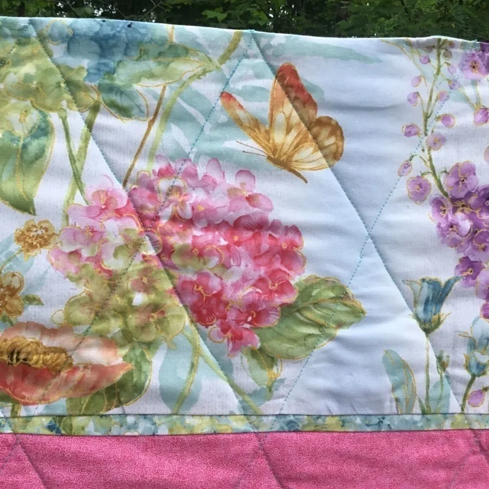 NWT Handcrafted Pastels Floral Quilt
